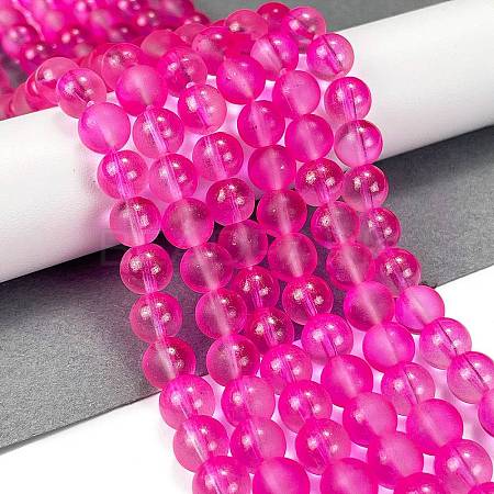 Frosted Transparent Glass Bead Strands GLAA-P065-8mm-11-1