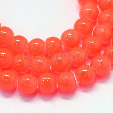 Baking Paint Imitation Jade Glass Round Bead Strands DGLA-Q021-6mm-32-1