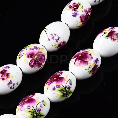 Handmade Porcelain Ceramic Beads Strands PORC-S502-048F-1