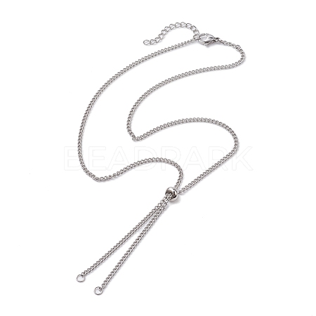 Tarnish Resistant Adjustable 304 Stainless Steel Curb Chains Necklaces Making AJEW-JB01214-01-1