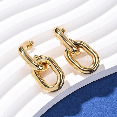 304 Stainless Steel Oval Dangle Stud Earrings EJEW-L304-04G-1
