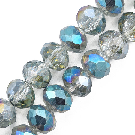 Transparent Crackle Electroplate Glass Beads Strands EGLA-T008-028-B06-1