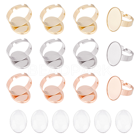 Unicraftale DIY Oval Blank Dome Adjustable Ring Making Kit STAS-UN0039-93-1