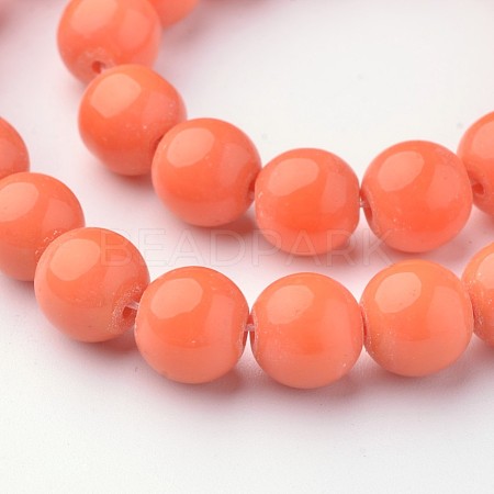Opaque Solid Color Glass Beads Strands GLAA-D080-8mm-14-1