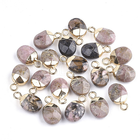 Electroplate Natural Rhodonite Charms X-G-S344-09B-1