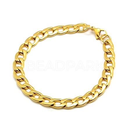 304 Stainless Steel Curb Chain/Twisted Chain Bracelets STAS-A028-B125G-1