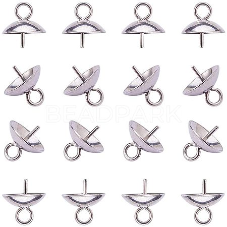 304 Stainless Steel Cup Pearl Peg Bails Pin Pendants STAS-PH0010-32P-1