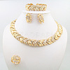 Woven Pattern Alloy with Rhinestone Chain Necklaces & Stud Earrings & Bangles & Rings Sets FS-WG1F788-01-2