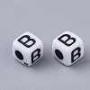 White Opaque Acrylic Beads MACR-R869-02B-2