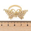Butterfly Brass Micro Pave Colorful Cubic Zirconia Finger Rings for Women RJEW-G343-30G-02-5