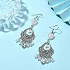 Natural Rose Quartz Heart Chandelier Earrings EJEW-JE05364-01-3