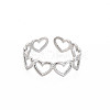 304 Stainless Steel Open Heart Wrap Cuff Ring for Women RJEW-S405-194P-1