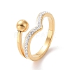 Crystal Rhinestone Wave with Round Ball Finger Ring RJEW-D120-11B-G-1