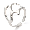 304 Stainless Steel Twist Hollow Open Cuff Ring for Women RJEW-I098-32P-1