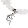 Natural Quartz Crystal Round Beaded Charm Bracelets BJEW-TA00615-02-3