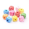 50PCS Mixed Lead Free Cube with Flower Wood Beads X-TB230Y-2