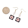 Handmade Glass Seed Beaded Window Lattice Pattern Dangle Earrings EJEW-MZ00560-02-4