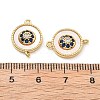 Brass Micro Pave Blue Cubic Zirconia and Shell Connector Pendants KK-B129-17G-3