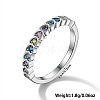 Heart Rhodium Plated Sterling Silver with Colorful Cubic Zirconia Finger Rings for Women ES9944-4-1