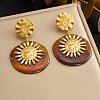 304 Stainless Steel & Resin Stud Dangle Earrings for Women LS-SA-CBA717A-01G-01-1