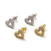 Clear Cubic Zirconia Hollow Out Heart Stud Earrings EJEW-F301-04-1