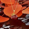 Red Dyed Natural White Jade & Cubic Zirconia Bunny Pendant Necklace JN1072A-7
