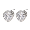 Brass Micro Pave Clear Cubic Zirconia Stud Earrings EJEW-C174-02A-P-4