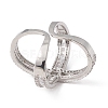 Clear Cubic Zirconia Criss Cross Open Cuff Ring RJEW-F124-01P-2