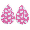 PU Leather Big Teardrop with Bunny Pendants FIND-T058-A44-1