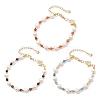 Round Natural Cultured Freshwater Pearl & Dyed Natural Agate Beaded Bracelats BJEW-JB12808-2