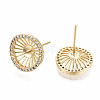 Brass Micro Pave Clear Cubic Zirconia Stud Earring Findings KK-T056-124G-NF-1