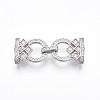 925 Sterling Silver Micro Pave Clear Cubic Zirconia Fold Over Clasps STER-T008-01P-1