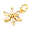 Flower Rack Plating Brass Micro Pave Cubic Zirconia Pendants Charms KK-S396-13B-2