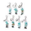 Natural Quartz Crystal & South Africa Jasper Chips Pendant Decoration HJEW-JM02100-01-1
