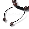 8mm Round Natural Rhodonite Braided Bead Bracelets BJEW-C067-01B-13-4