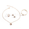 Alloy Crystal Rhinestone Pendant Necklace & Stud Earring & Ring & Cuff Bangle Sets FS-WG56C82-02-2