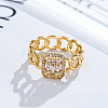 Brass Micro Pave Clear Cubic Zirconia Finger Rings FS-WGF0A01-07-2