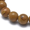Natural Wood Lace Stone Bead Stretch Bracelets BJEW-K212-C-041-3