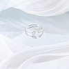 1Pc Letter Brass Rhinestone Open Cuff Rings for Women AJEW-LP0004-47C-S-3