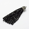 Electroplate Glass Bead Tassel Big Pendants X-EGLA-P023-07-1