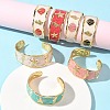 Ocean 304 Stainless Steel Enamel Cuff Bangles for Women BJEW-B159-03G-1