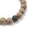 Natural Dyed Sandalwood Beads Stretch Bracelets BJEW-JB03842-5