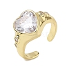 Brass Pave Cubic Zirconia Cuff Open Rings for Women RJEW-L343-08G-01-4