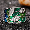 Brass Micro Pave Cubic Zirconia and Enamel Finger Rings FS-WGC3946-01-3