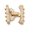 Brass Micro Pave Clear Cubic Zirconia Fold Over Clasps KK-C075-33G-1