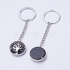 Natural Dyed & Heated Black Agate Keychain KEYC-E023-02G-2