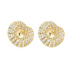 Brass Micro Pave Clear Cubic Zirconia Stud Earring Findings KK-K388-12G-2