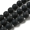 Grade A Natural Black Agate Beads Strands G447-6-1