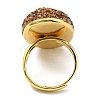 Olive Glass Rectangle Adjustable Ring with Rhinestone RJEW-D005-09G-3