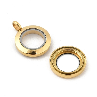 304 Stainless Steel Floating Locket Pendants STAS-E443-41G-1
